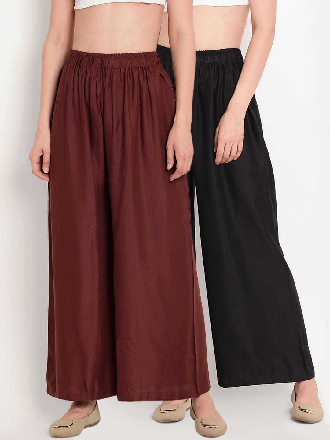 solid flared palazzo