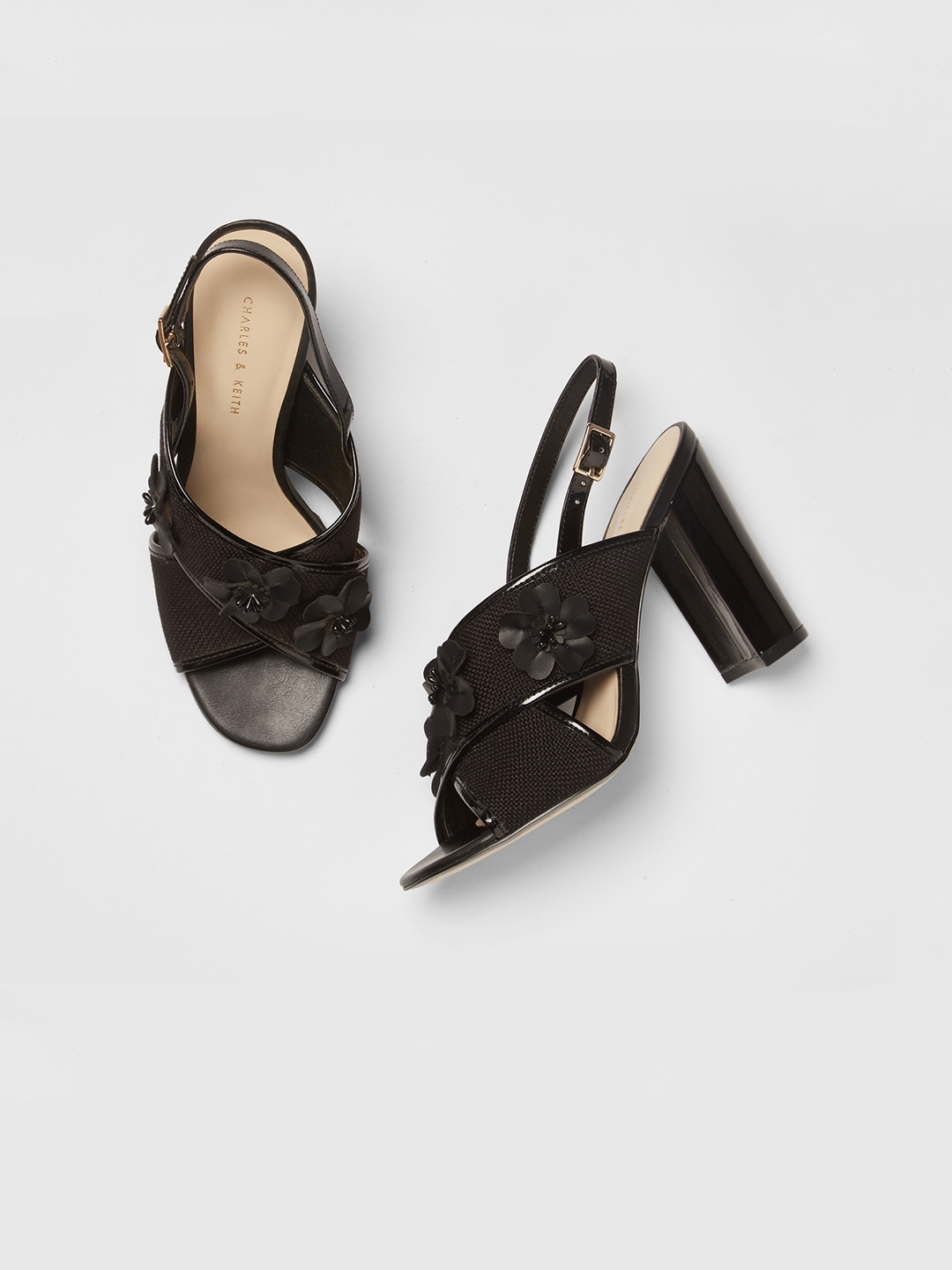 charles and keith black heels
