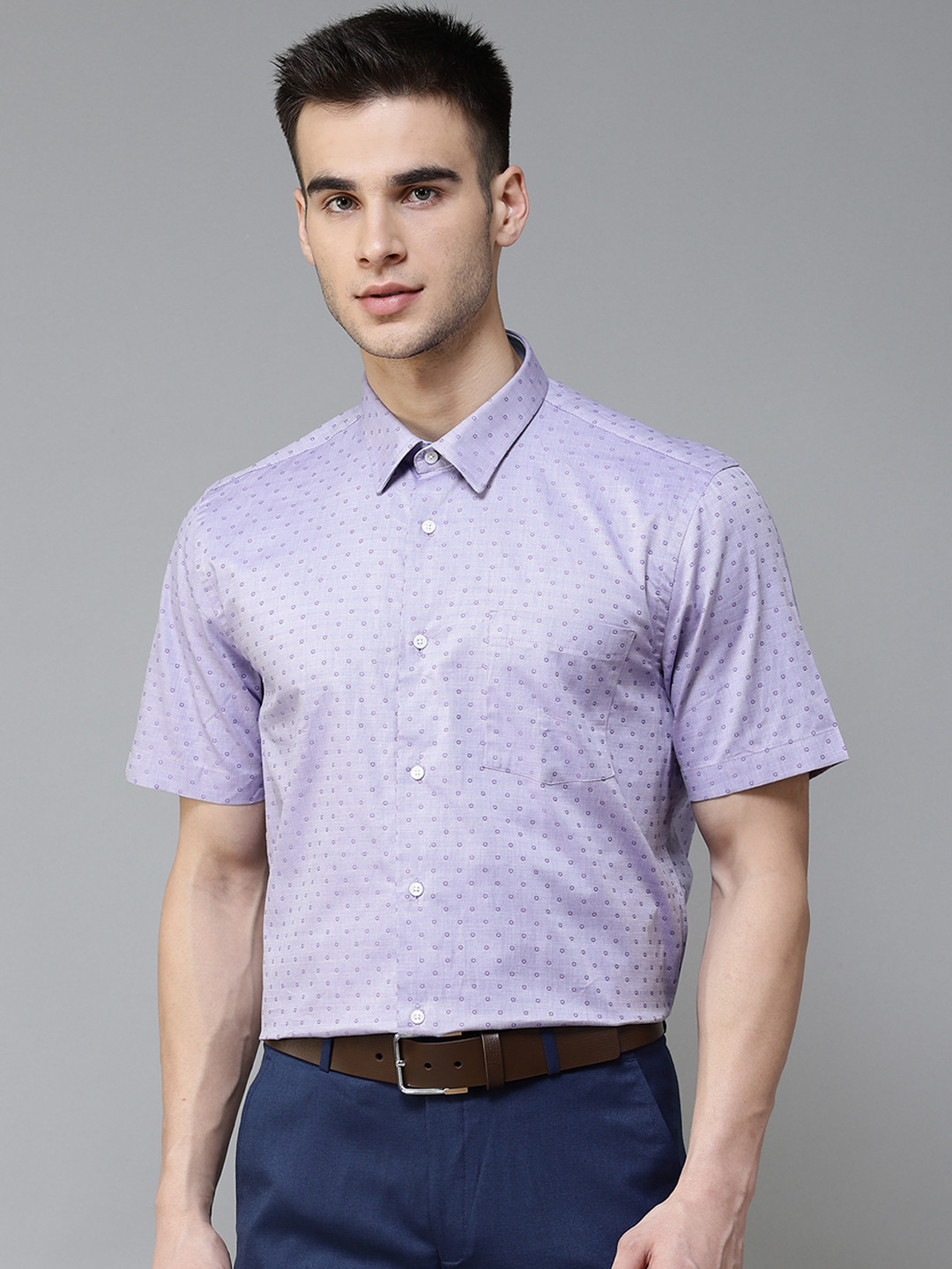 Buy Blackberrys Men Lavender Pure Cotton Slim Fit Printed Formal Shirt