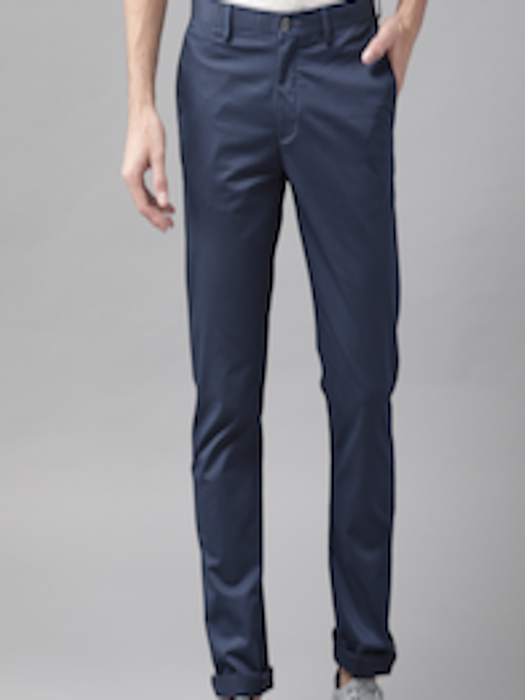 Buy Blackberrys Men Navy Blue Sharp Fit Printed Chinos - Trousers for ...