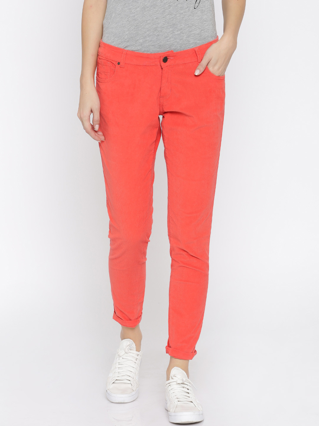 ladies red corduroy trousers