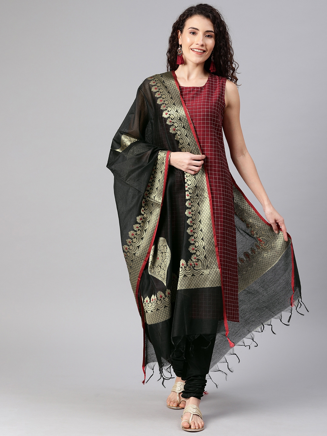 anouk maroon kurta set