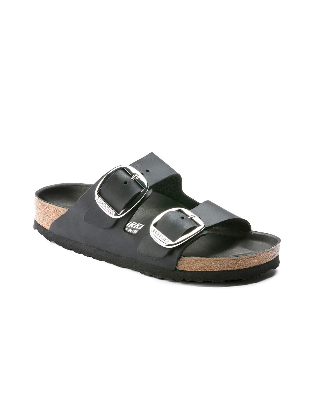 Buy Birkenstock Women Black Solid Arizona Big Buckle Oiled Leather Open Toe Narrow Width Flats