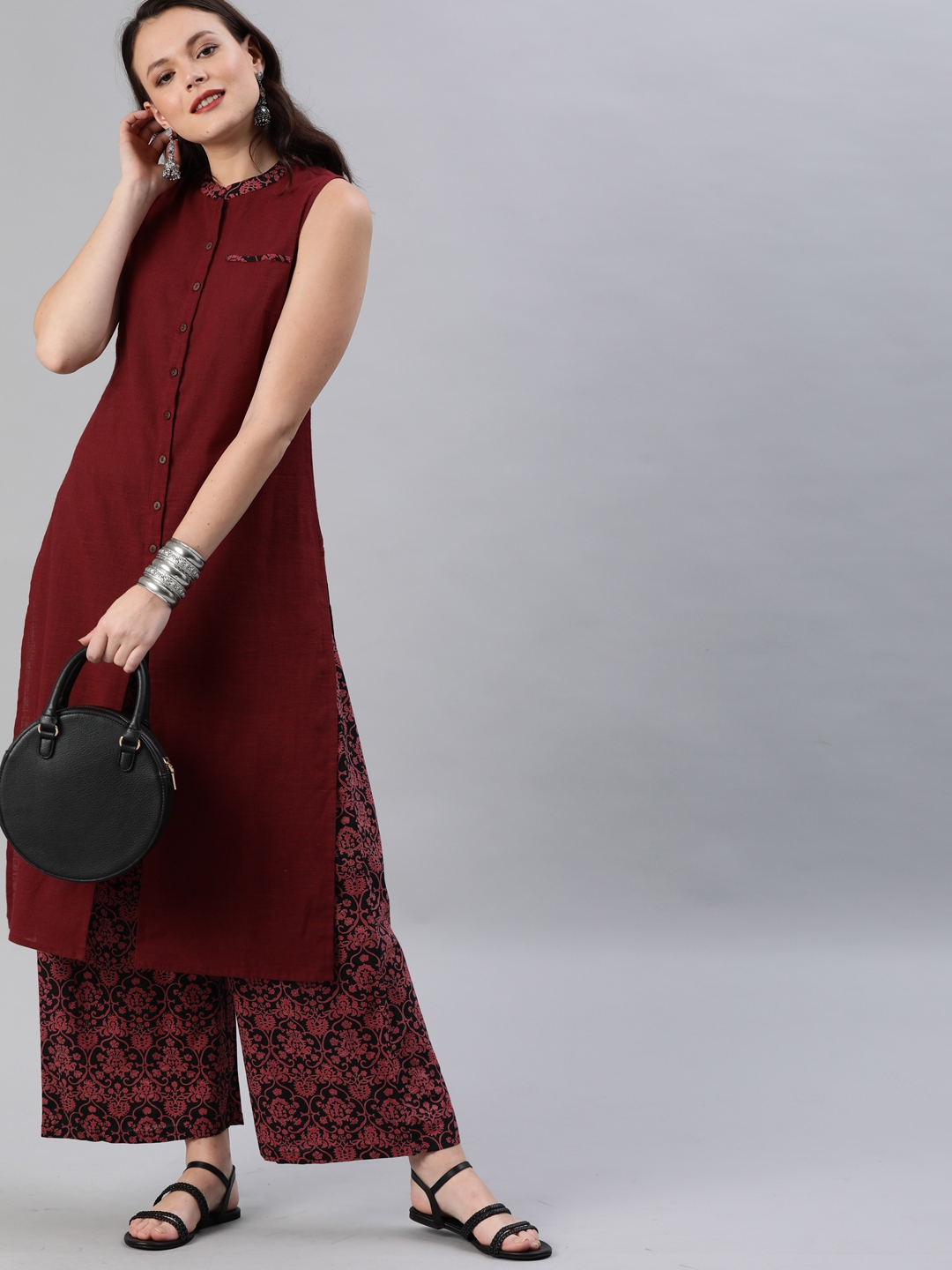 anouk maroon kurta set
