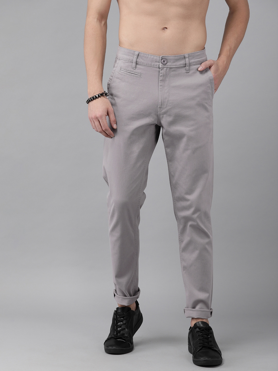Buy Roadster Men Grey Sustainable Trousers - Trousers for Men 11201688 ...