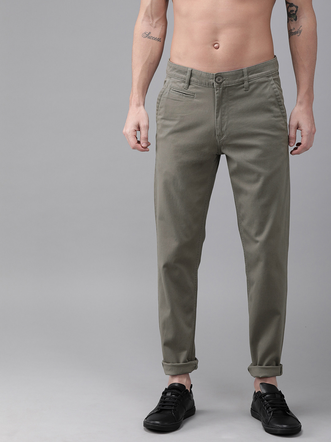 Buy Roadster Men Grey Sustainable Chinos - Trousers for Men 11201692 ...