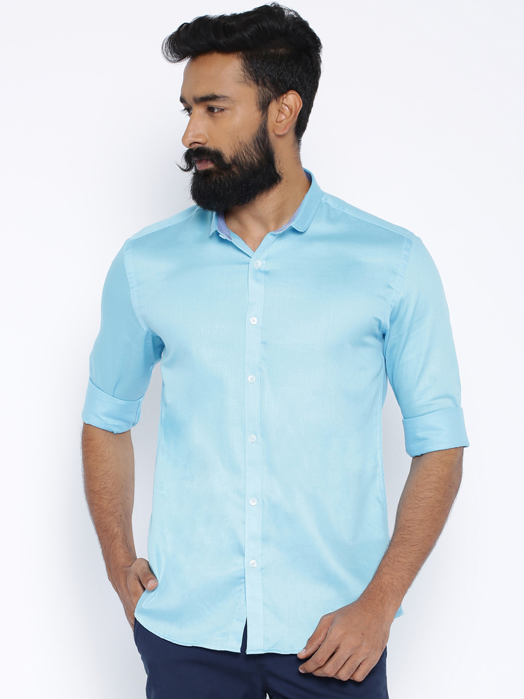 Buy Independence Club Mint Blue Slim Smart Casual Shirt Shirts for