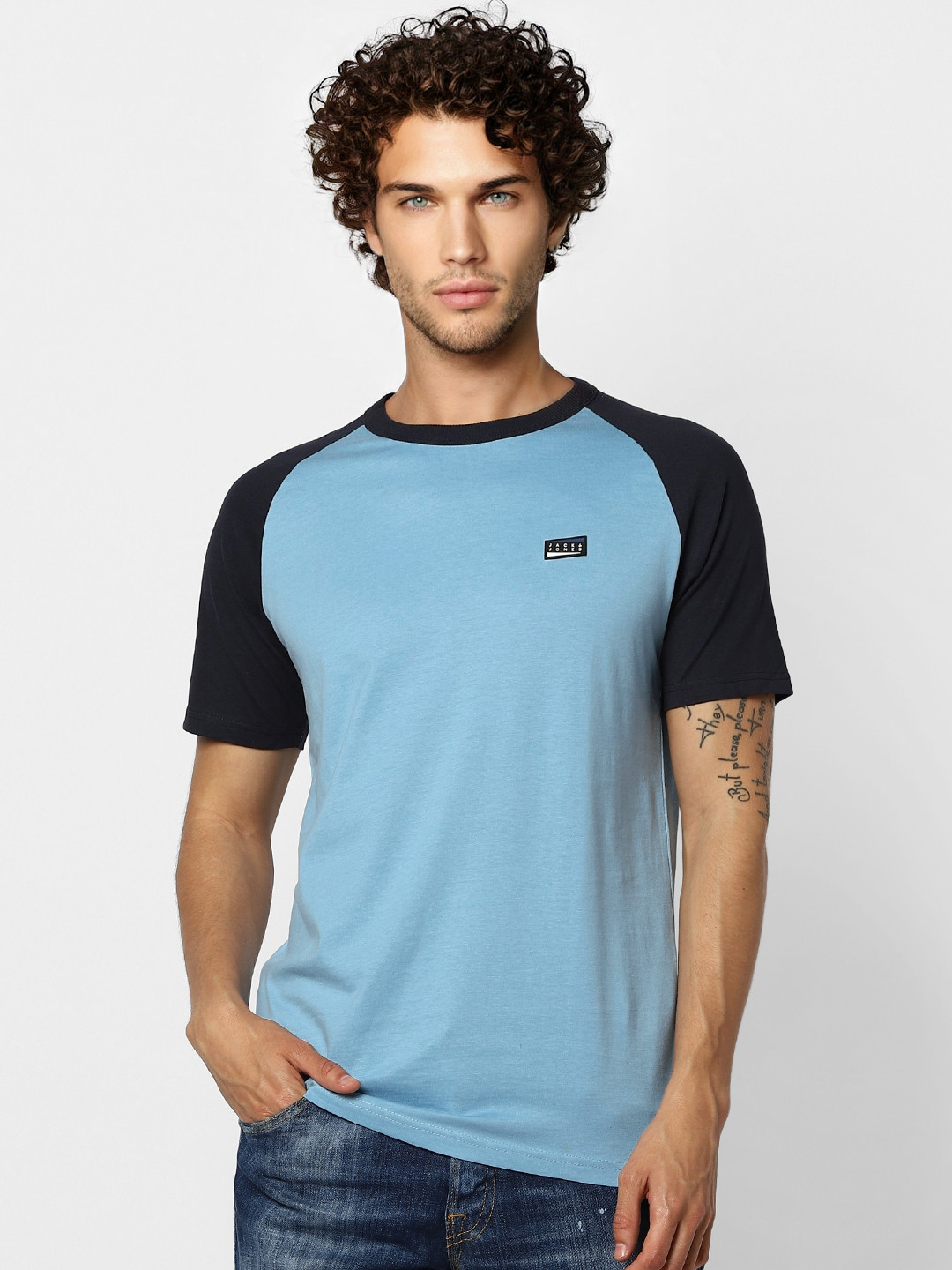 Buy Jack Jones Men Blue Solid Slim Fit Round Neck Sustainable Pure