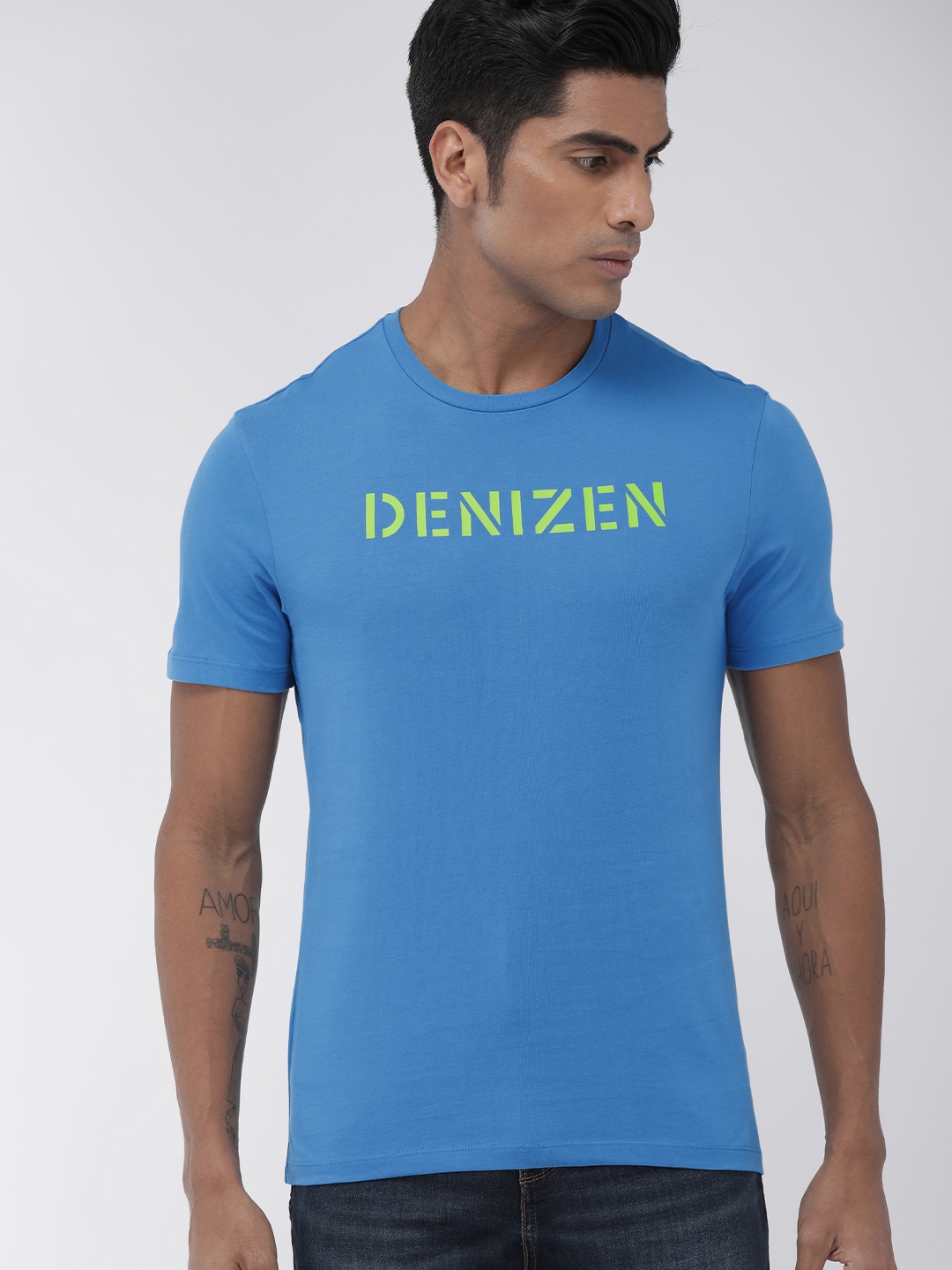 Buy Denizen From Levis Men Blue Printed Round Neck T Shirt - Tshirts ...