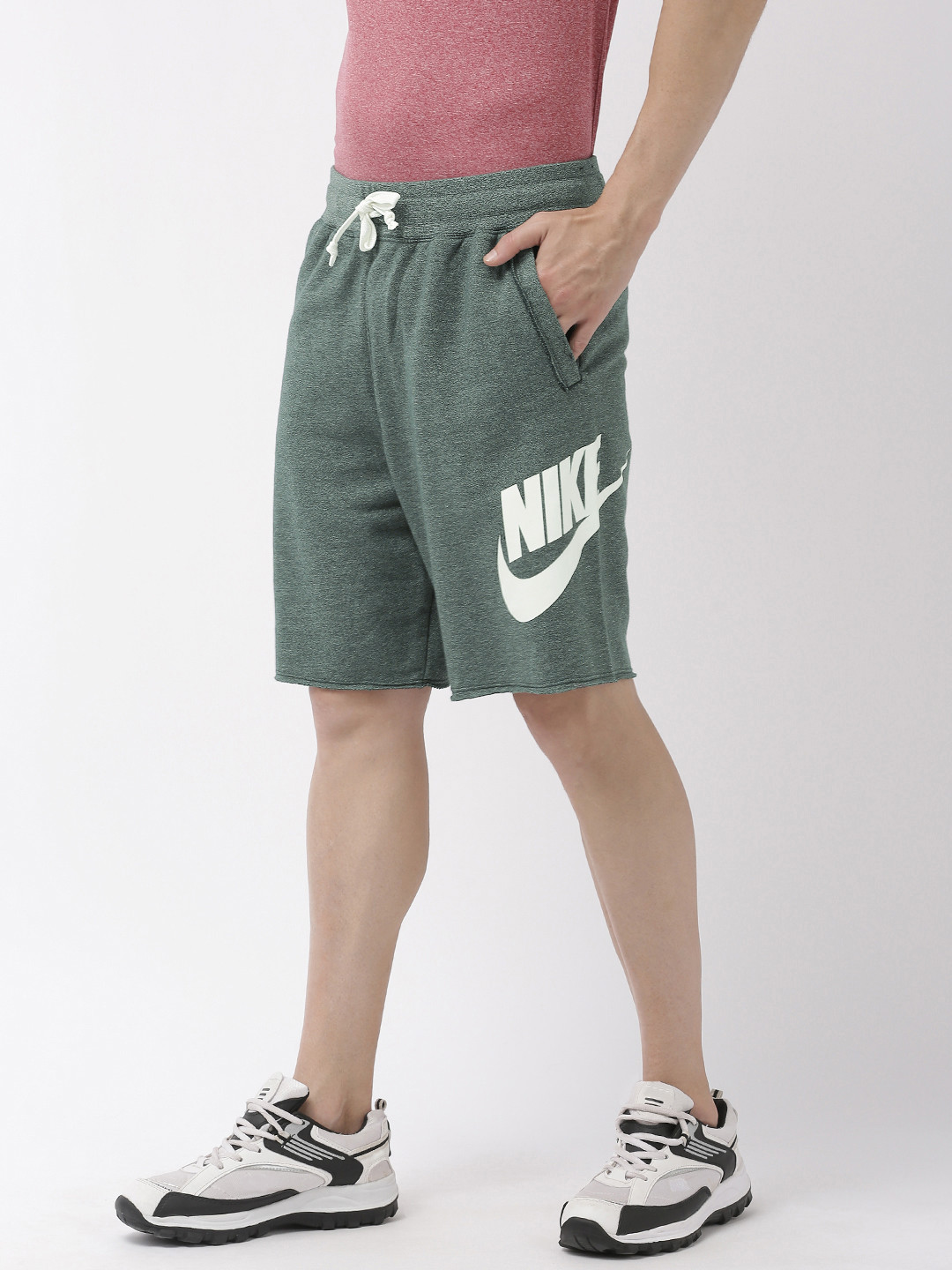 Buy Nike Men Green Solid Regular Fit Nsw He Ft Alumni Sports Shorts With Printed Detail Shorts