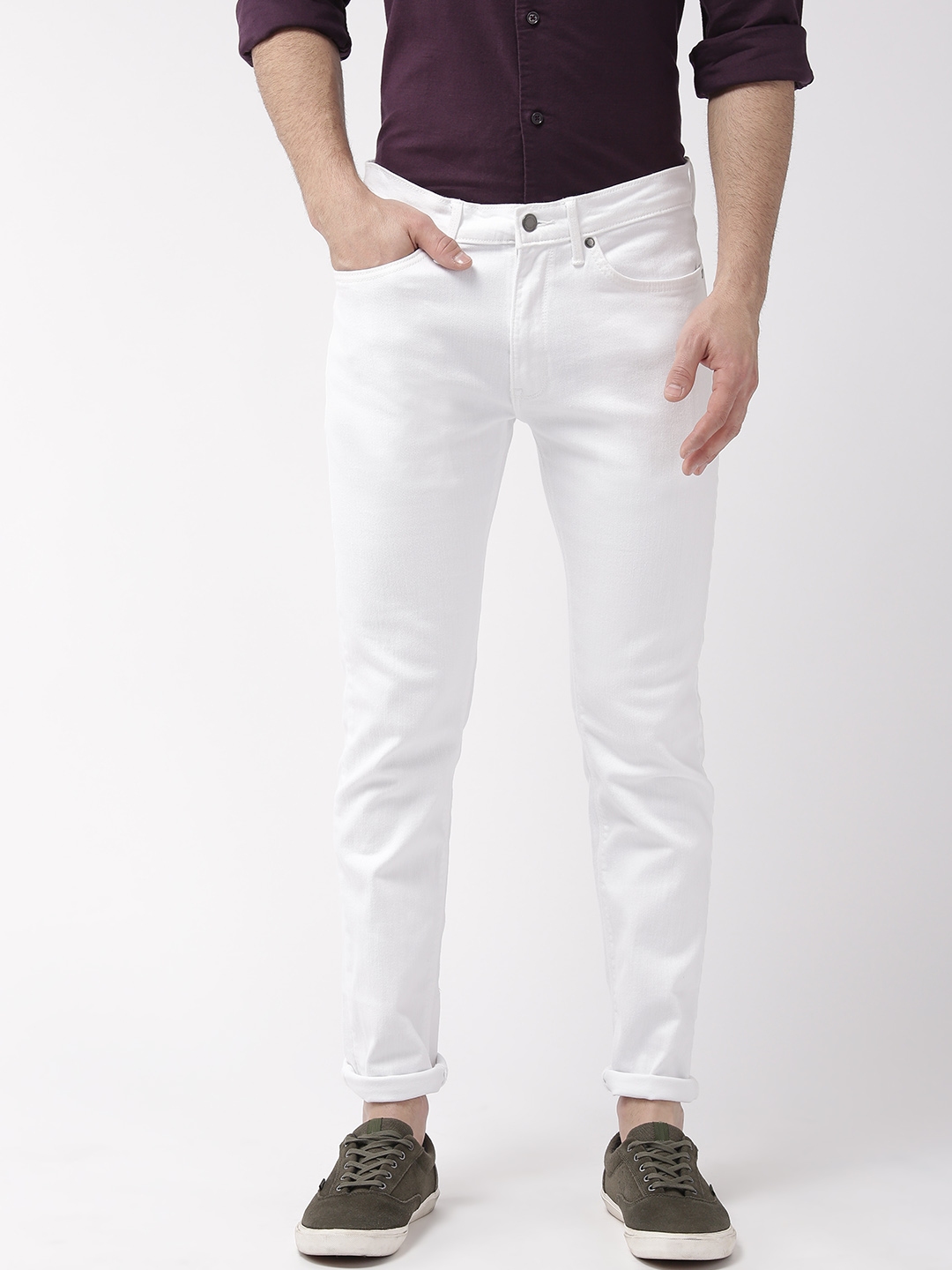 Buy Marks & Spencer Men White Skinny Fit Mid Rise Clean Look ...