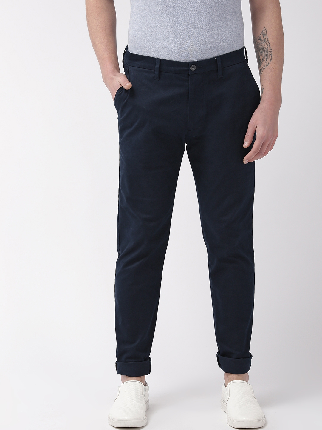 navy stretch skinny trousers