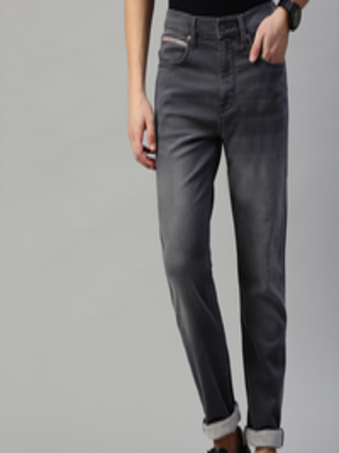 Buy Lee Men Grey Slim Fit Mid Rise Clean Look Stretchable Jeans - Jeans ...