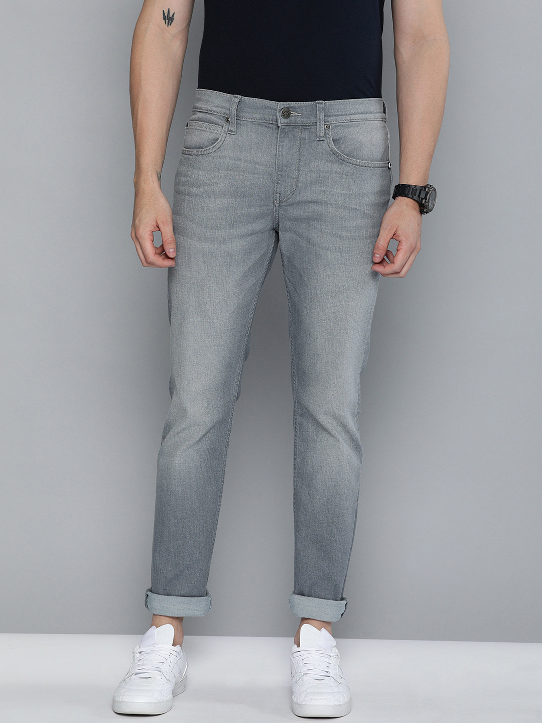 Buy Lee Men Grey Travis Slim Fit Mid Rise Clean Look Stretchable Jeans Jeans for Men 11238018