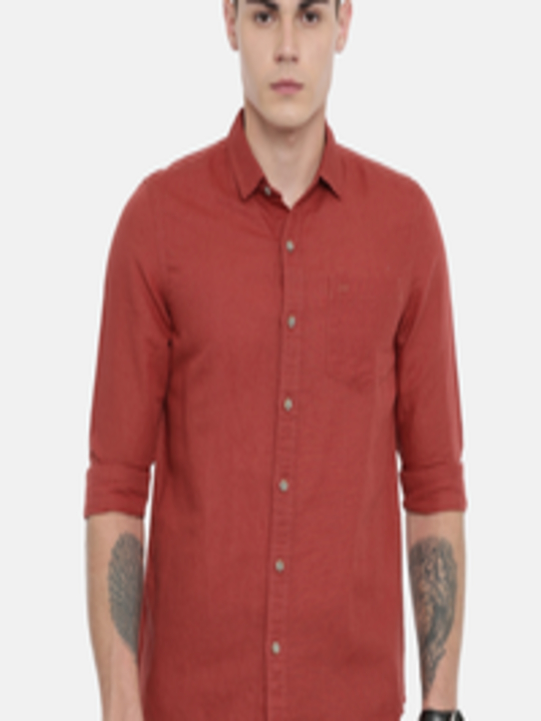 Buy Lee Men Red Slim Fit Solid Casual Shirt - Shirts for Men 11238316 ...