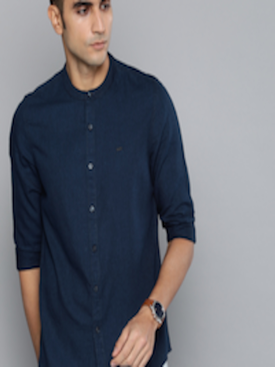 Buy Lee Men Navy Blue Super Slim Fit Solid Casual Shirt - Shirts for ...