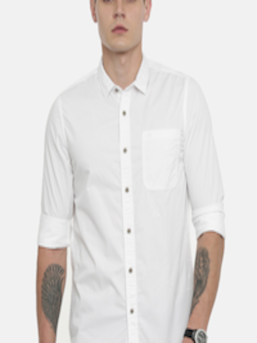 Buy Lee Men White Slim Fit Solid Casual Shirt - Shirts for Men 11238418 ...