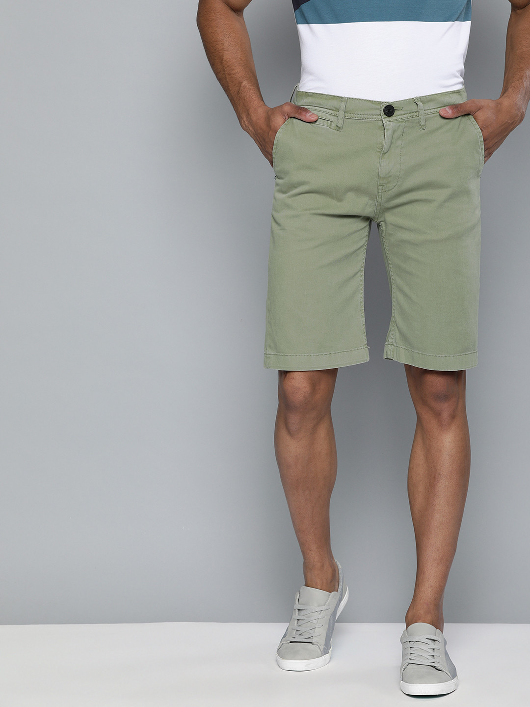 Buy Lee Men Green Solid Slim Fit Regular Shorts Shorts for Men