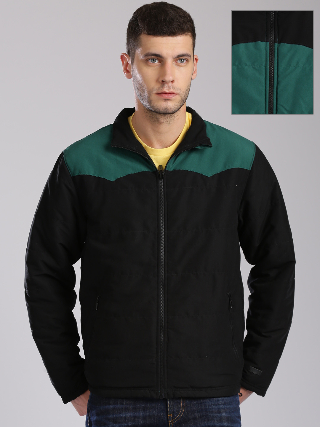Buy Levis Black & Green Reversible Padded Jacket Jackets for Men