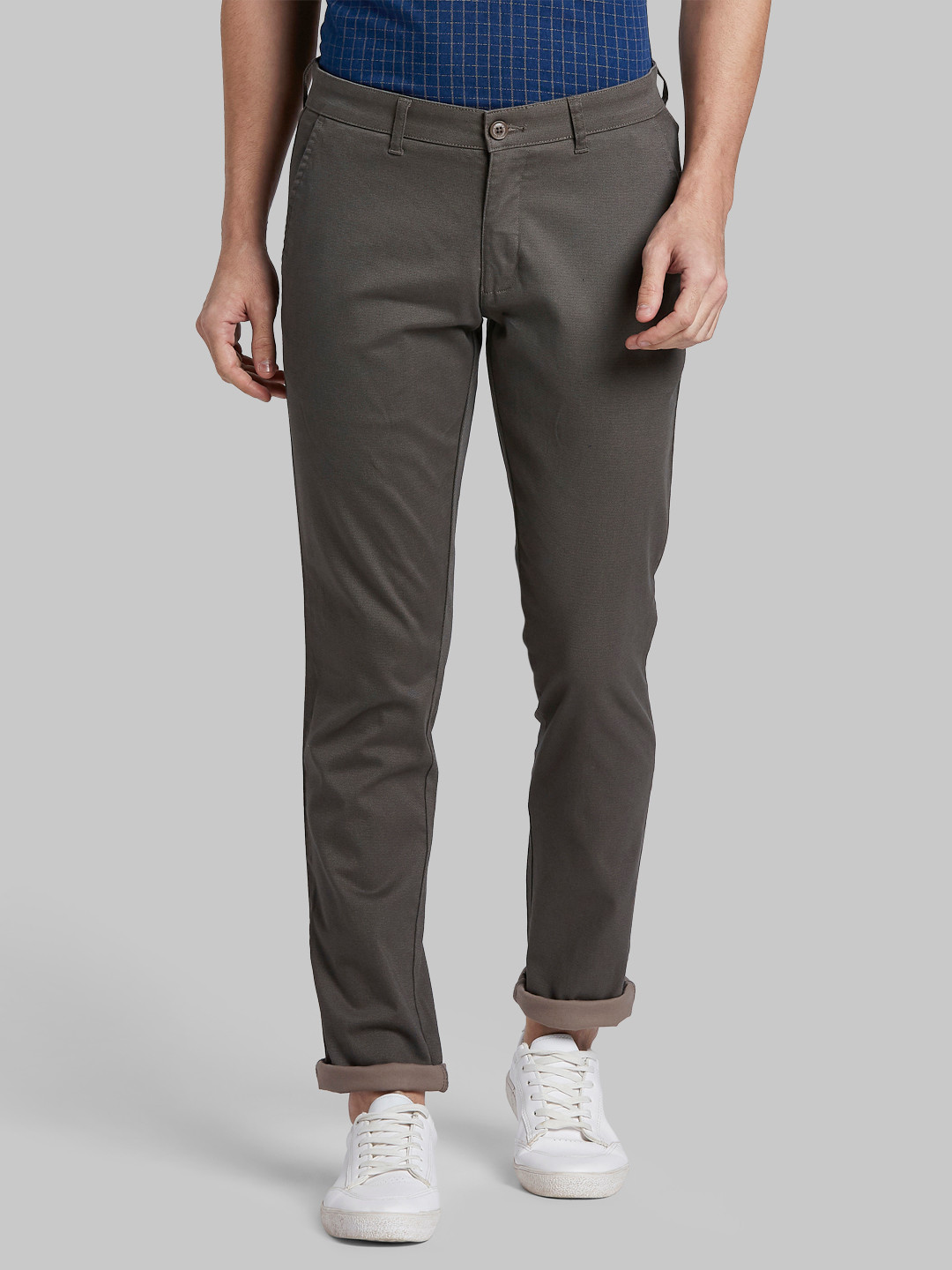 Buy Parx Men Grey Solid Regular Trousers - Trousers for Men 11243064 ...
