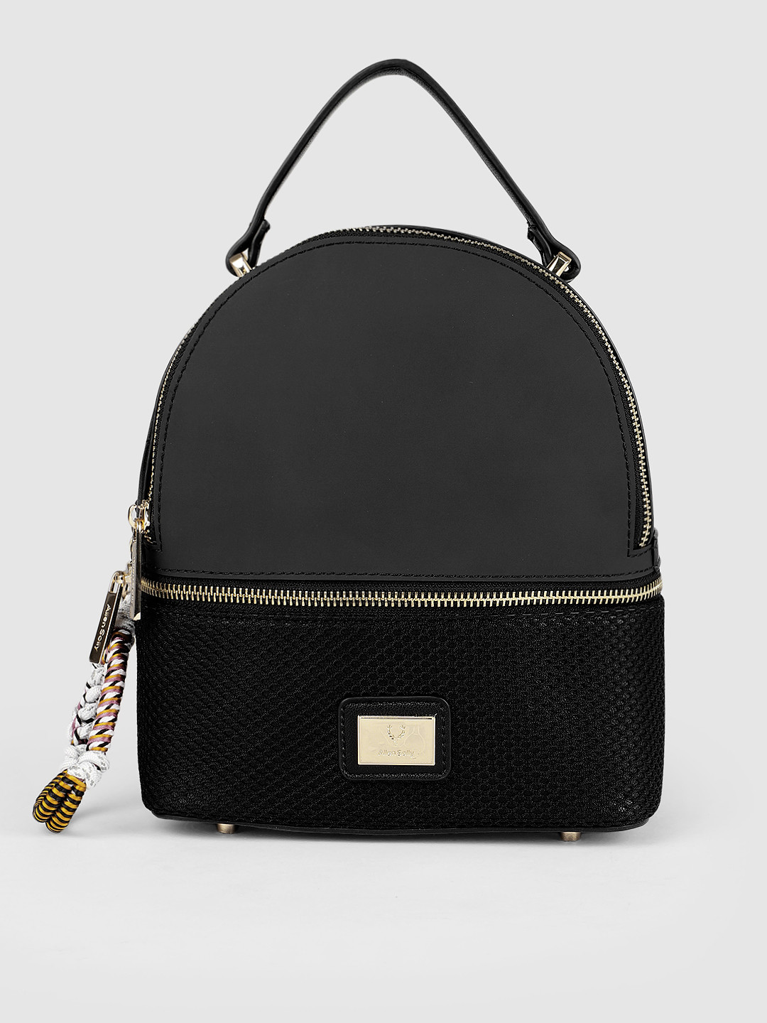 Buy Allen Solly Women Black Textured Backpack - Backpacks for Women