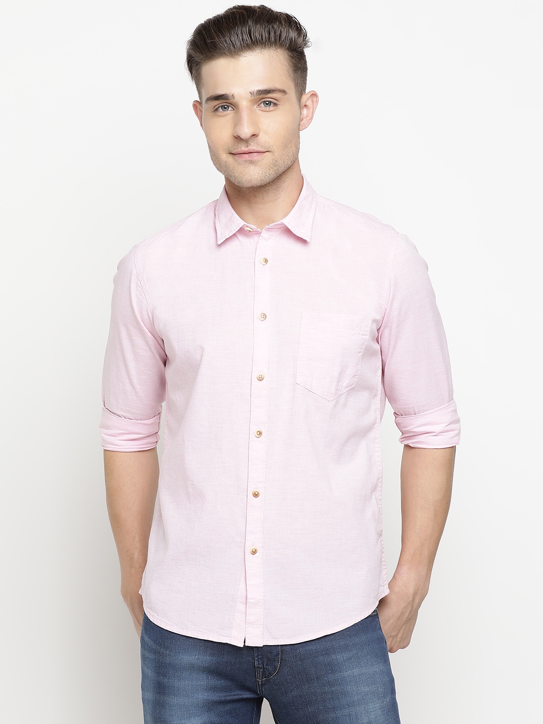 Buy Pepe Jeans Men Pink Regular Fit Solid Casual Shirt - Shirts for Men ...