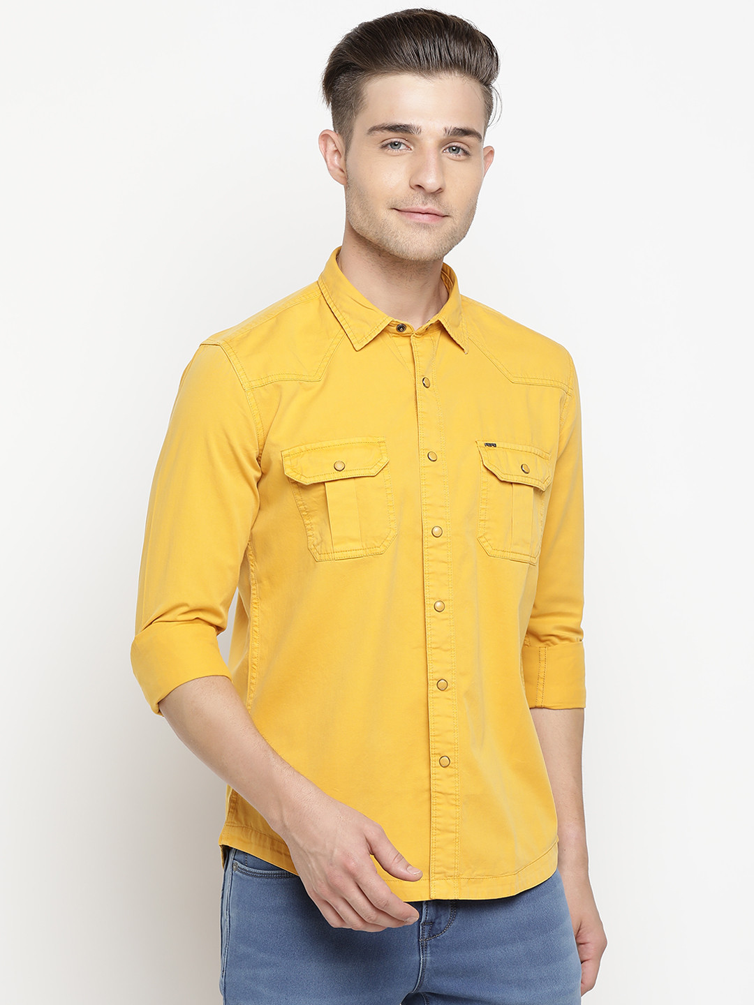 Buy Pepe Jeans Men Yellow Regular Fit Solid Casual Shirt Shirts for