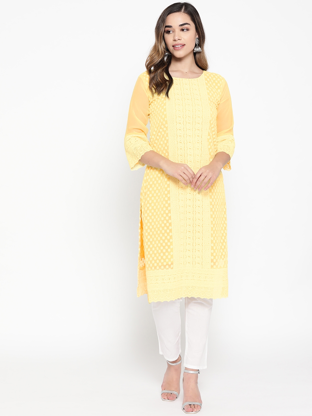 chikankari kurta myntra
