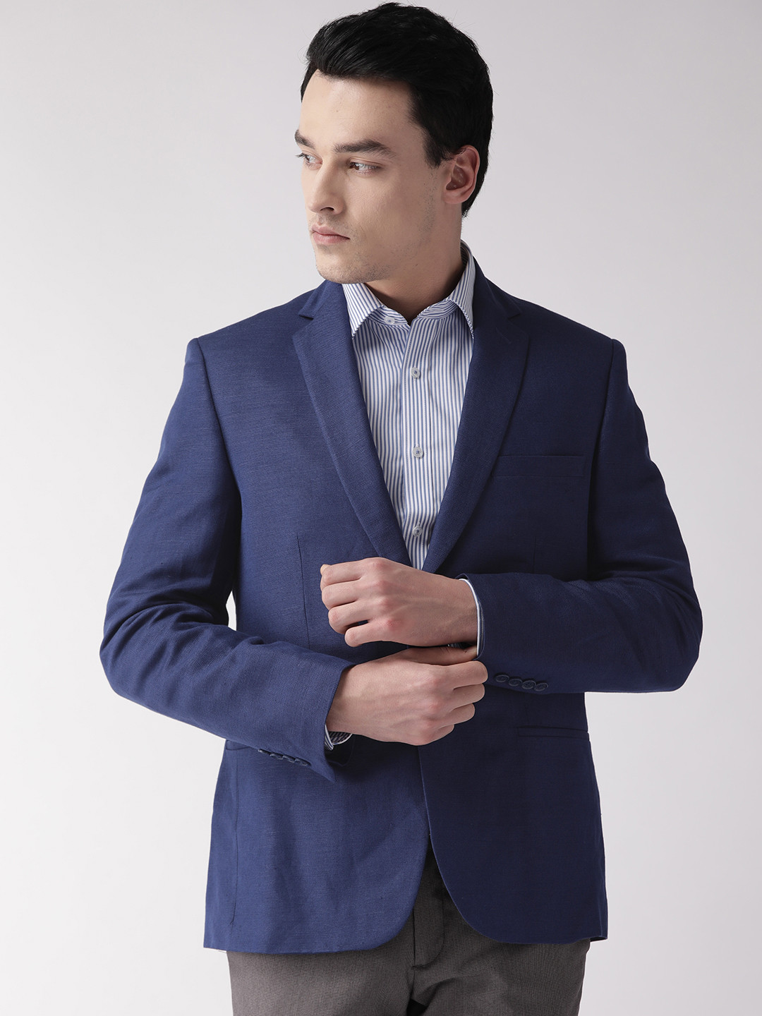 Buy Marks & Spencer Men Navy Solid Slim Fit Formal Blazer Blazers for