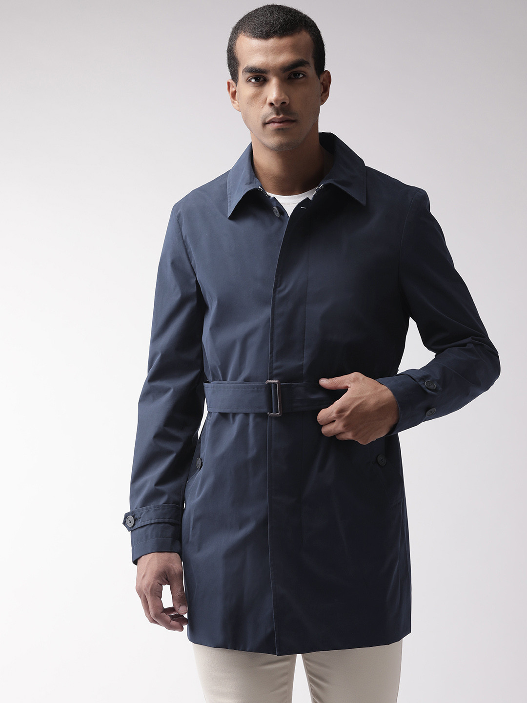Buy Marks & Spencer Men Navy Blue Solid Rain Jacket Rain Jacket for