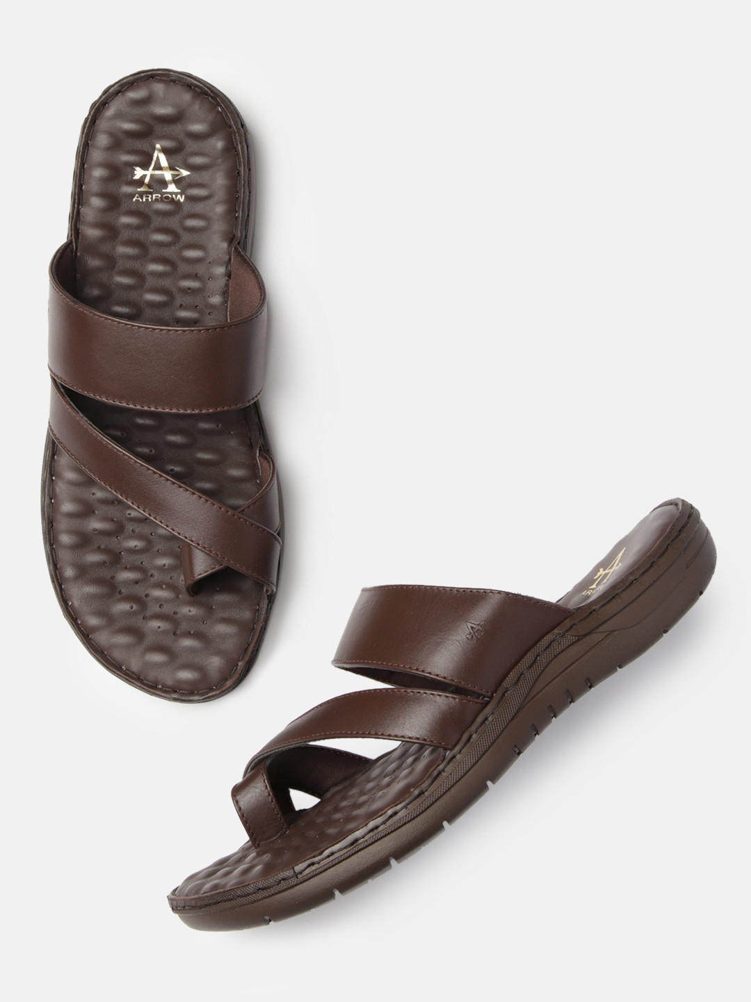 Buy Arrow Men Brown SHERIDAN Leather Comfort Sandals - Sandals for Men 11255682 | Myntra
