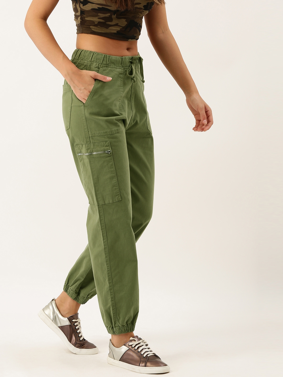 olive green cargo joggers