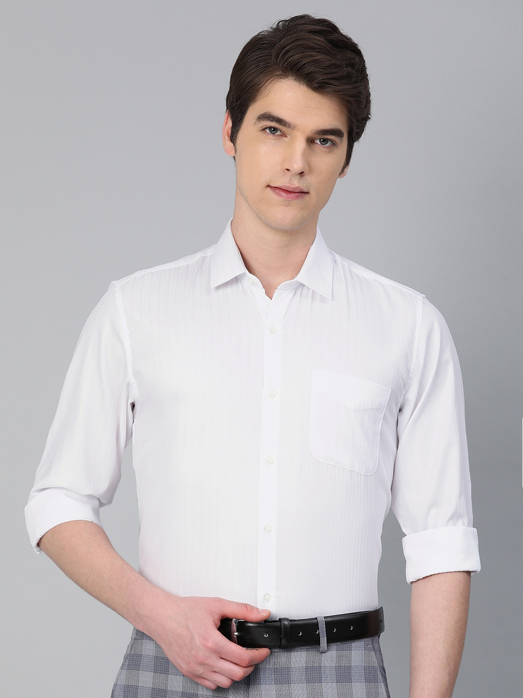 Buy Peter England Men White Slim Fit Self Striped Formal Shirt - Shirts ...