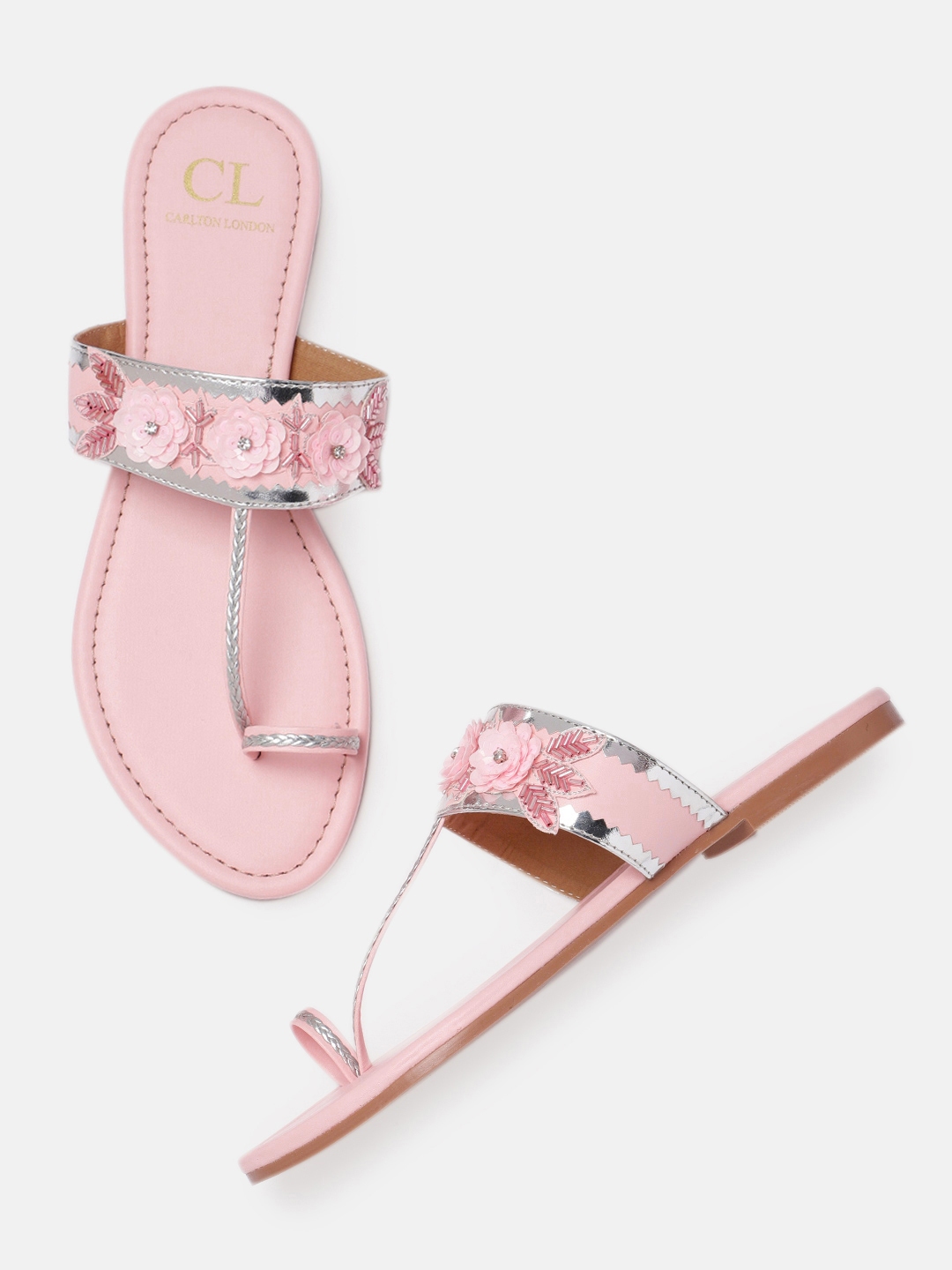 pink embellished flats