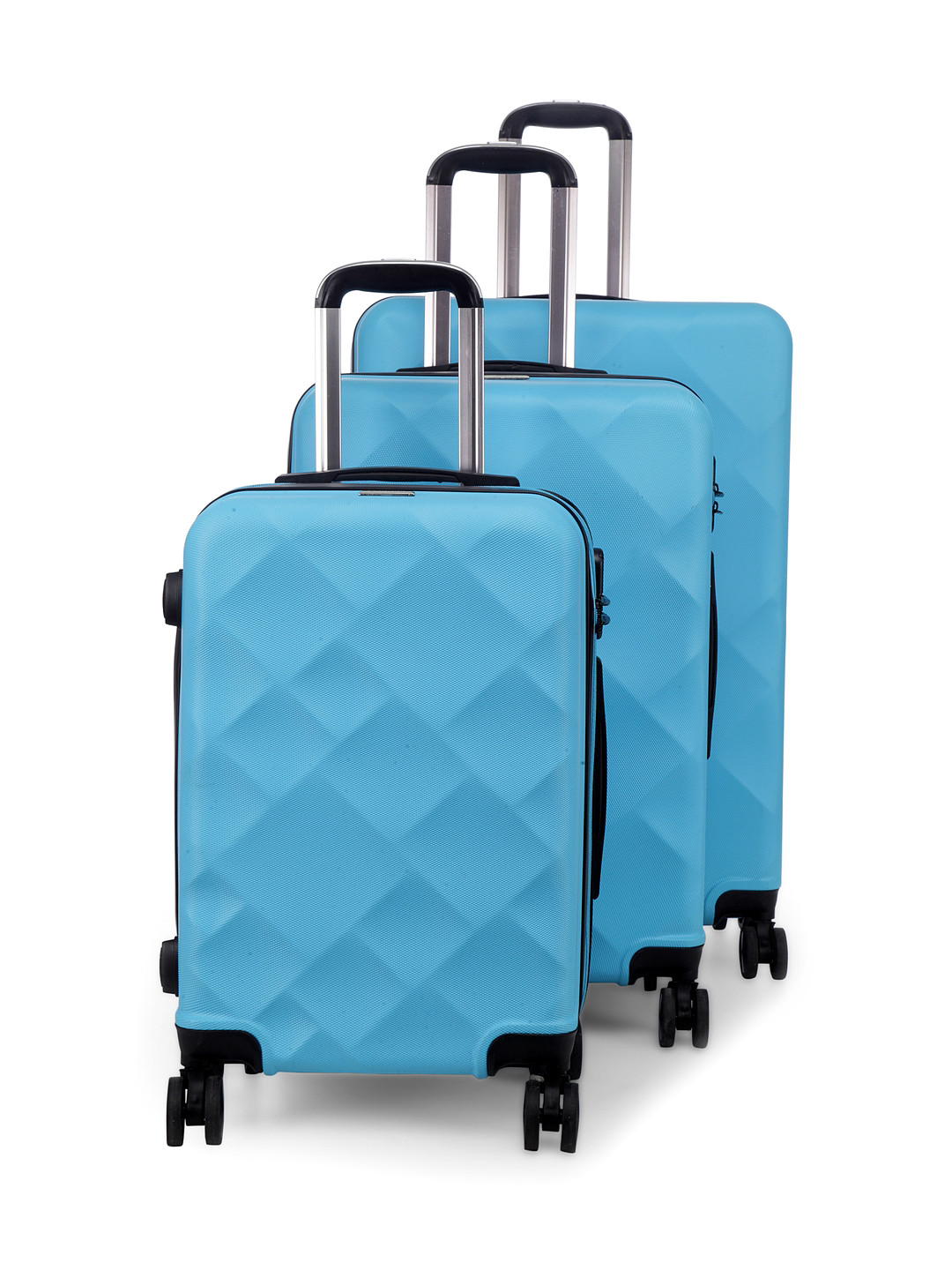 Buy Teakwood Leathers Blue Textured Hard Sided Trolley Suitcase
