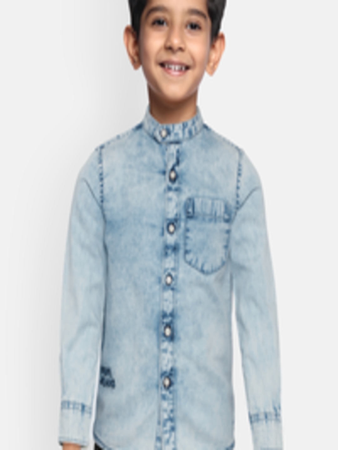 Buy Pepe Jeans Boys Blue Faded Pure Cotton Denim Shirt - Shirts for ...