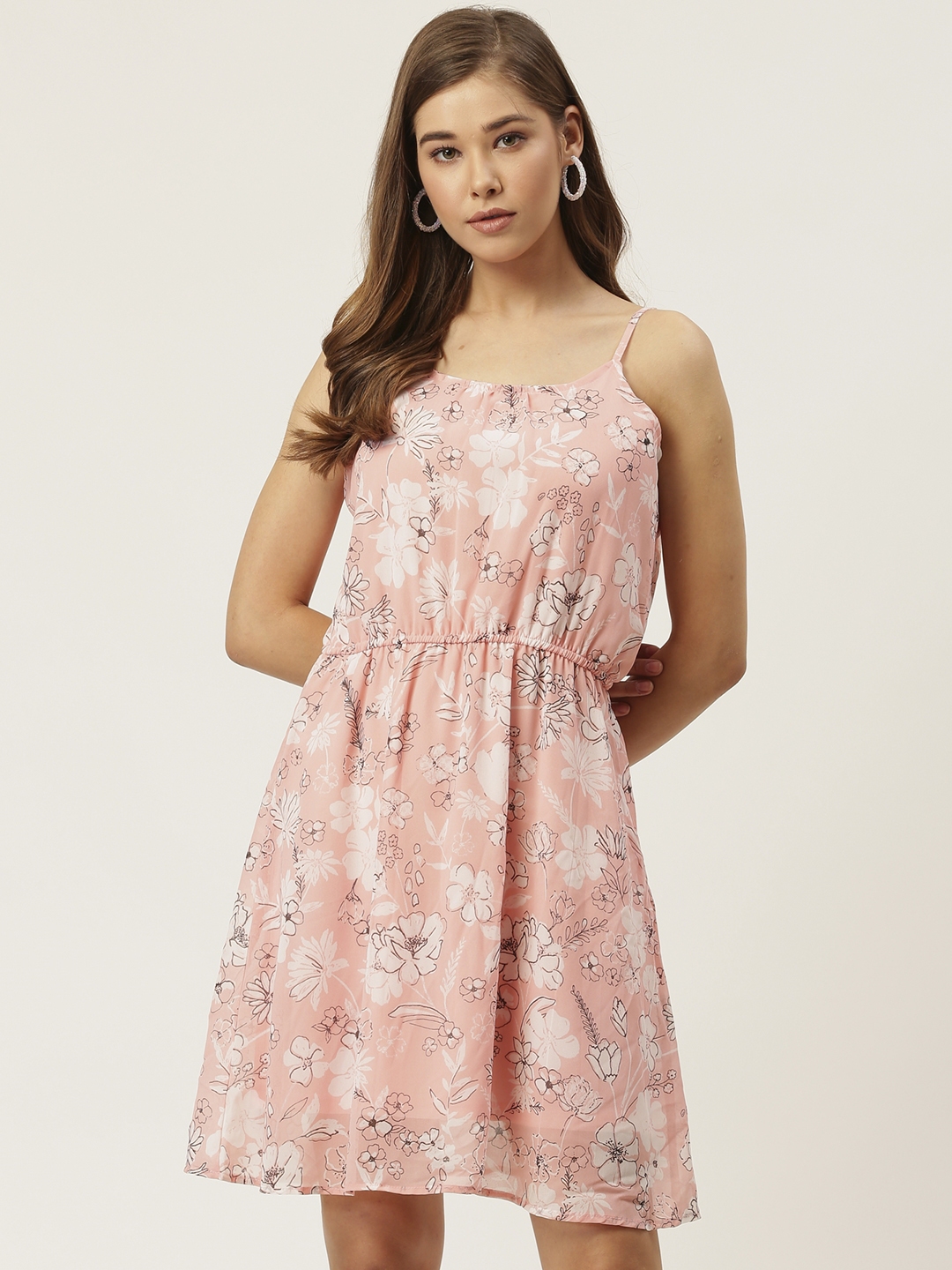 Buy Dressberry Women Pink Floral Print A Line Dress Dresses For Women 11271816 Myntra 