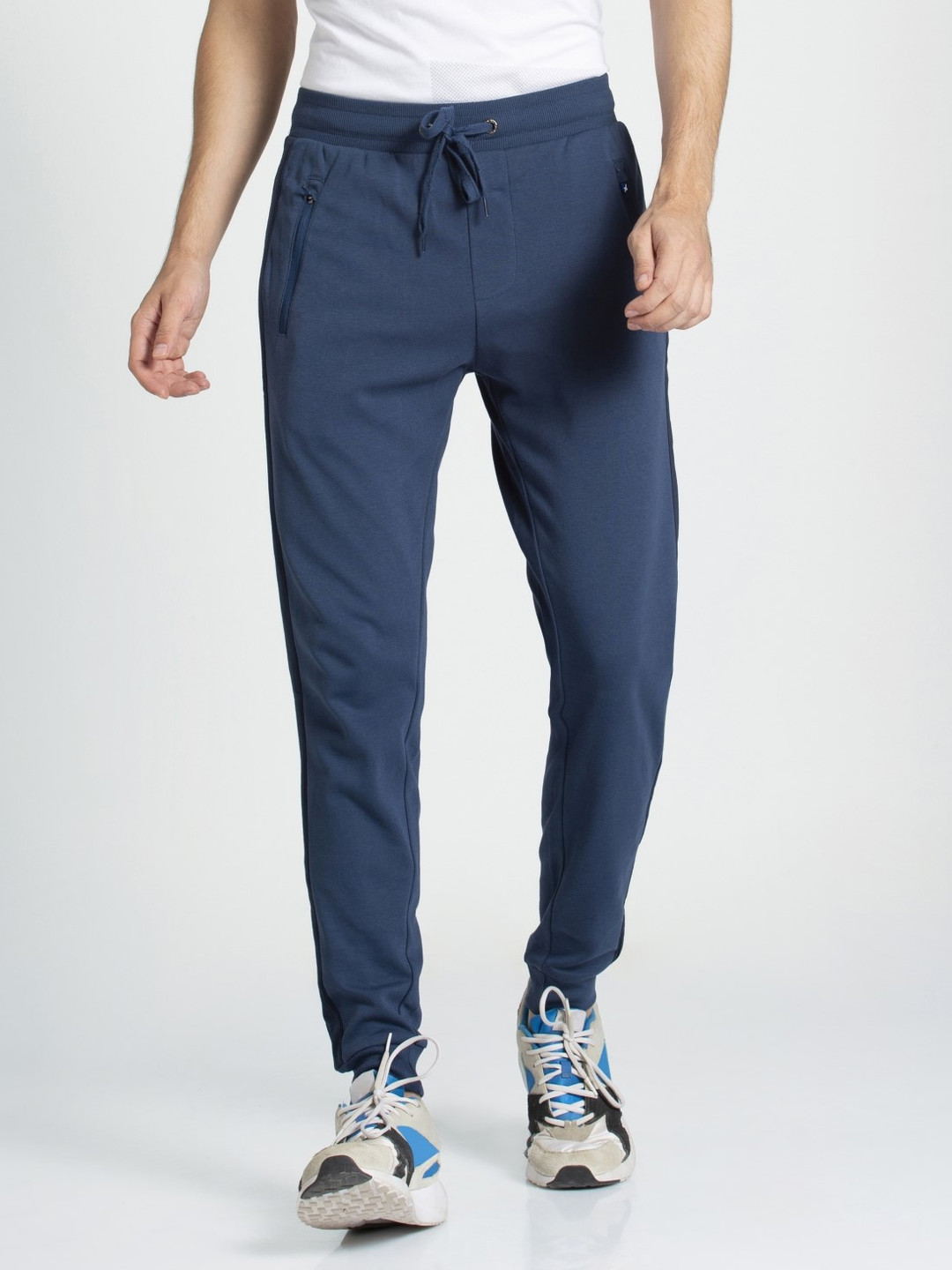 Buy Jockey Men Navy Blue Panelled Slim Fit Athleisure Joggers Track
