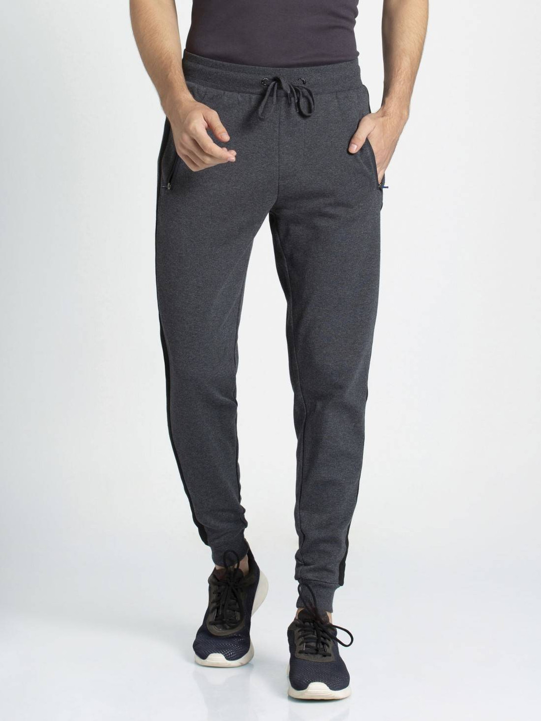 Buy Jockey Men Charcoal Grey Solid Slim Fit Athleisure Joggers Track