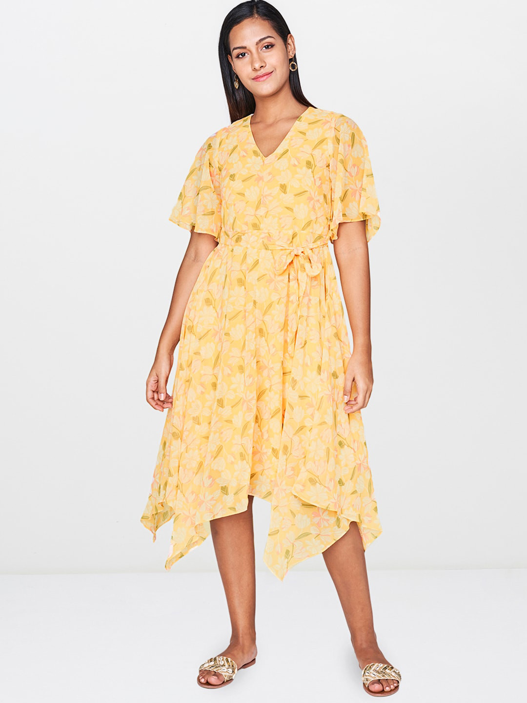Dara Fit-and-Flare Dress (Yellow Floral)