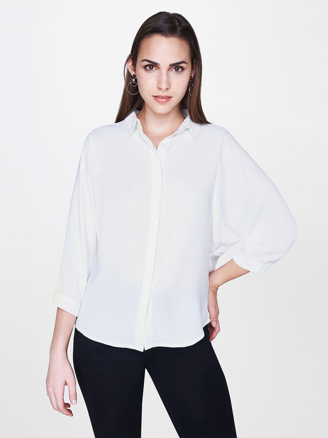Buy AND Women White Regular Fit Solid Casual Shirt - Shirts for Women ...