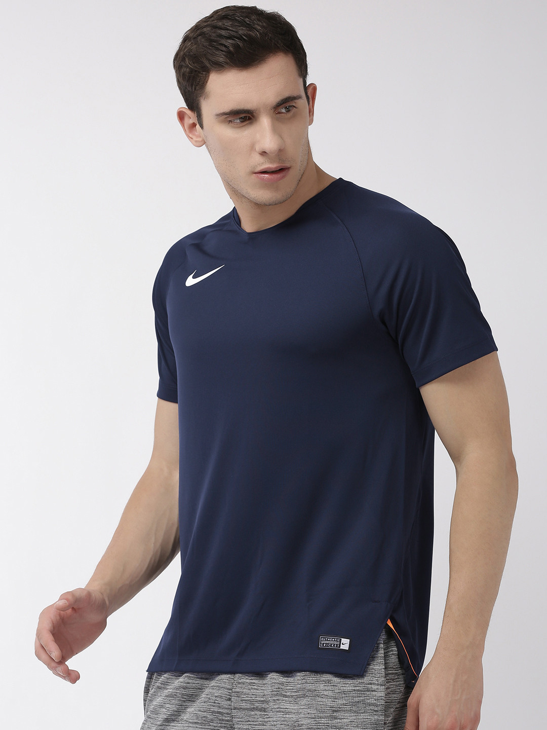 Buy Nike Men Navy Blue Solid AS TS CRKT DRI FIT Round Neck T Shirt Tshirts for Men 11290276