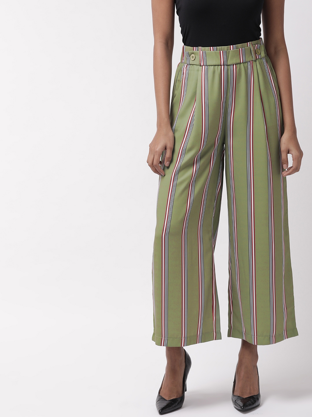 green and red striped pants
