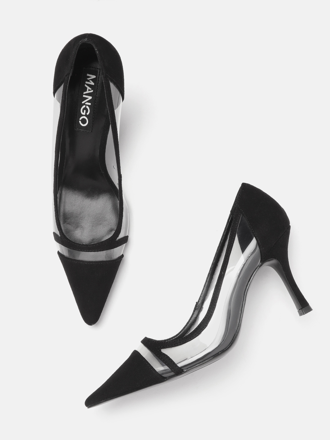 Buy MANGO Women Black & Transparent Solid Pumps - Heels for Women