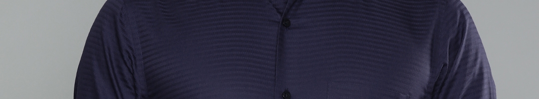 Buy Louis Philippe Men Navy Blue Slim Fit Self Design Formal Shirt ...