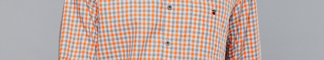 Buy Louis Philippe Sport Men Orange & Grey Slim Fit Checked Casual Shirt - Shirts for Men ...