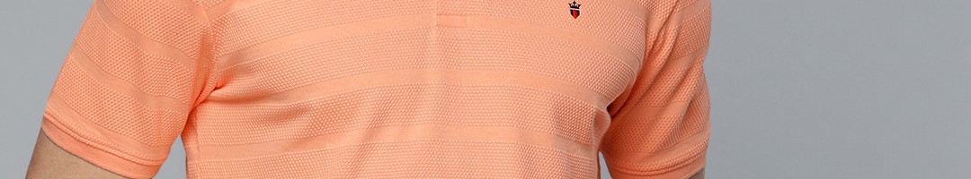 Buy Louis Philippe Sport Men Peach Coloured Self Design Slim Fit Polo Collar T Shirt - Tshirts ...