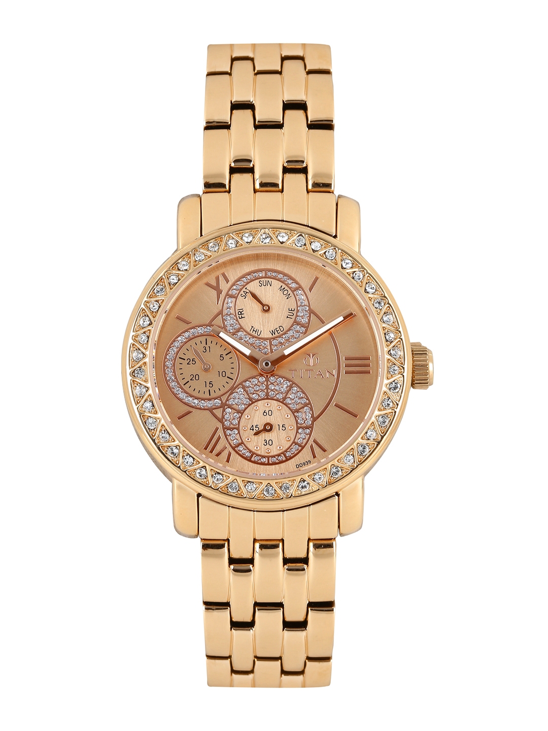titan automatic watch rose gold