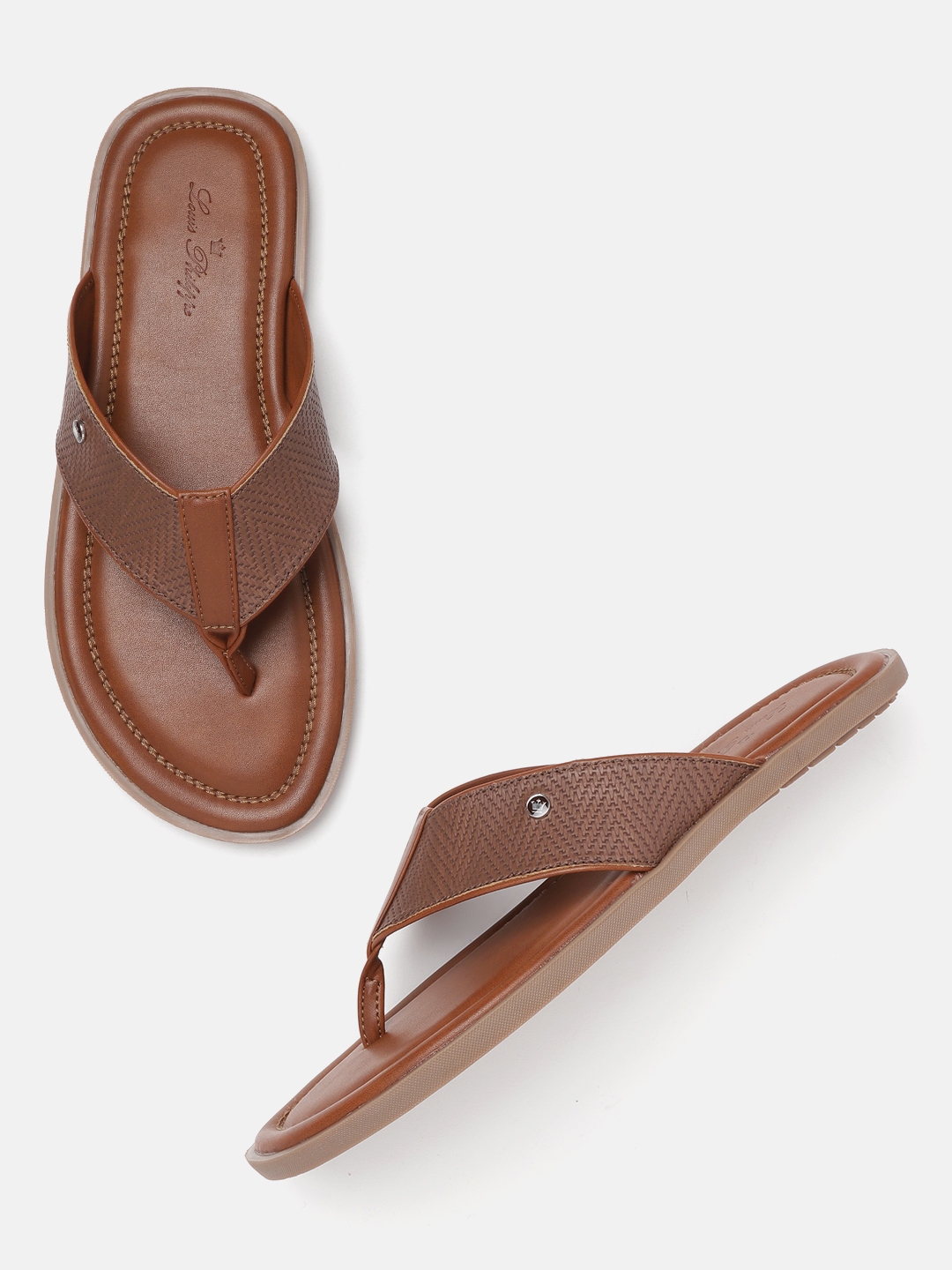 louis philippe men's leather sandals and floaters