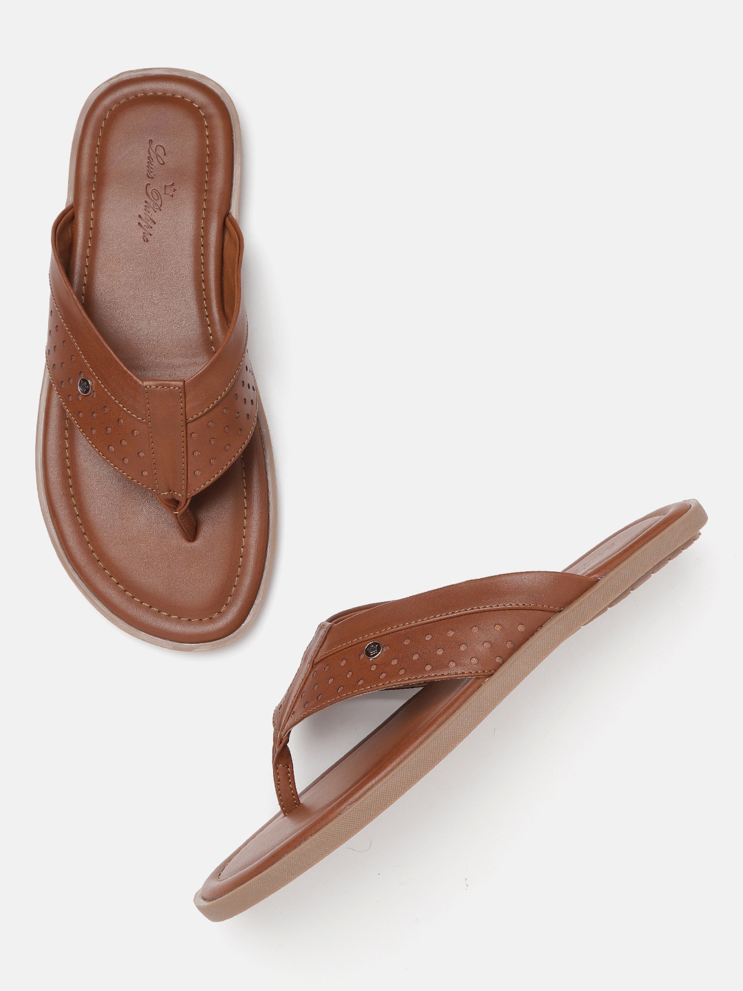 louis philippe men's leather sandals and floaters